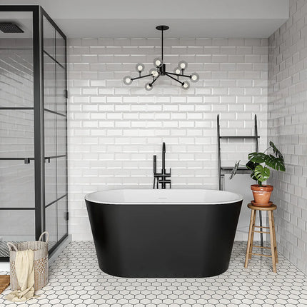 Baignoire îlot ovale finition brillante - Noir brillant - L130 cm - APOGON