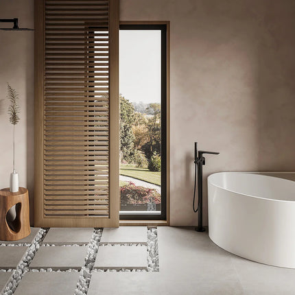 Baignoire d'angle quart de cercle avec bonde clic-clac - Blanc mat - 100 cm - MARTA