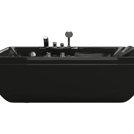 Baignoire balnéo moderne avec hydrojets - Noir - 150 cm - GAVINO