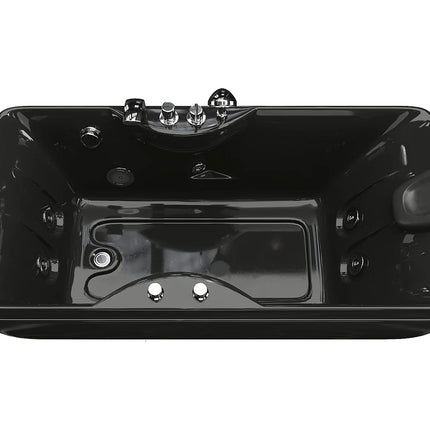 Baignoire balnéo moderne avec hydrojets - Noir - 150 cm - GAVINO