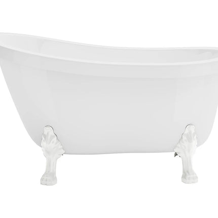 Baignoire îlot rétro-chic avec pieds pattes de lion blancs - Blanche - 145 cm - NISOS II