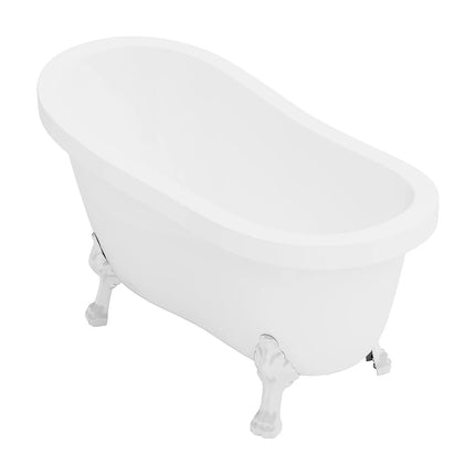 Baignoire îlot rétro-chic avec pieds pattes de lion blancs - Blanche - 145 cm - NISOS II