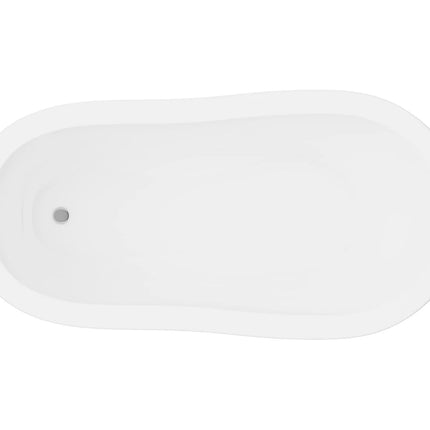 Baignoire îlot rétro-chic avec pieds pattes de lion blancs - Blanche - 145 cm - NISOS II