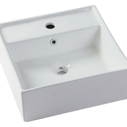 Meuble de salle de bain suspendu naturel foncé avec vasque carrée à poser - 94 cm - TEANA II