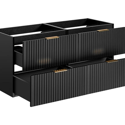 Meuble sous vasque suspendu strié - Naturel clair - 120 cm - ZEVARA