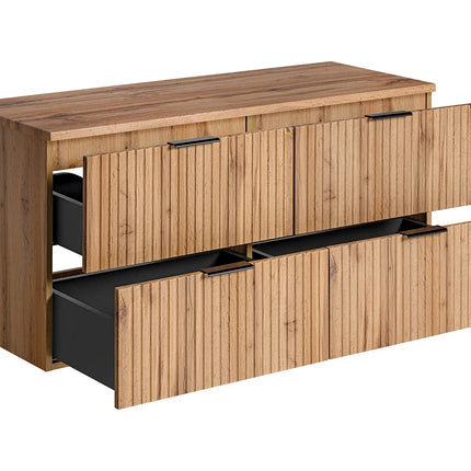Meuble sous vasque strié avec planche - Noir - 120 cm - ZEVARA