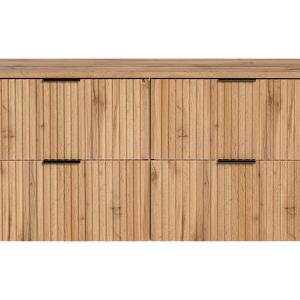 Meuble sous vasque strié avec planche - Noir - 120 cm - ZEVARA