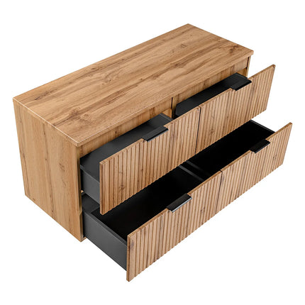 Meuble sous vasque strié avec planche - Noir - 120 cm - ZEVARA