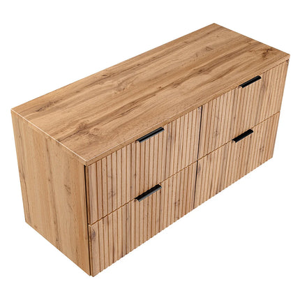 Meuble sous vasque strié avec planche - Noir - 120 cm - ZEVARA