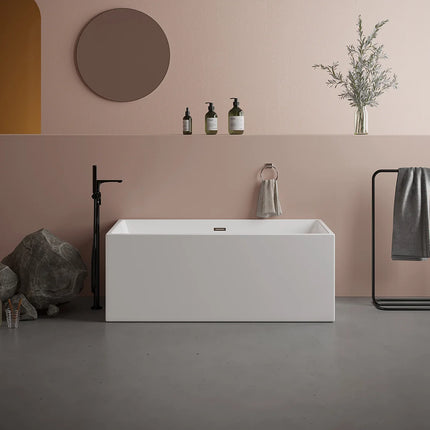 Baignoire rectangulaire design avec pose au sol - Blanc brillant - 75 cm - PIKAIA
