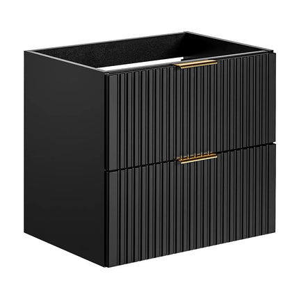 Meuble de salle de bain rainuré suspendu avec vasque à encastrer - Naturel clair - 60 cm - ZEVARA
