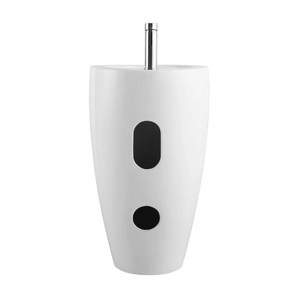 Vasque sur pied finition brillante avec vasque ronde - Blanc - 50 cm - MILOS II