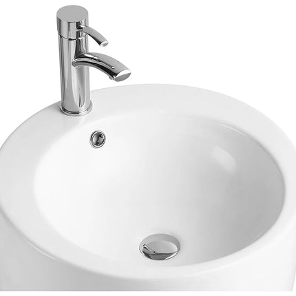 Vasque sur pied finition brillante avec vasque ronde - Blanc - 50 cm - MILOS II
