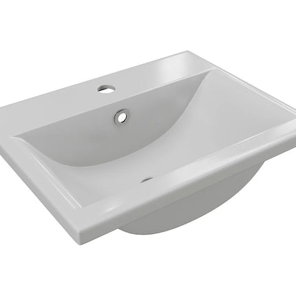 Vasque de salle de bain semi-encastrée brillante avec vasque rectangulaire - Blanc - 51,5 cm - Les Essentiels