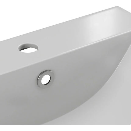 Vasque de salle de bain semi-encastrée brillante avec vasque rectangulaire - Blanc - 51,5 cm - Les Essentiels