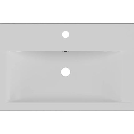 Vasque de salle de bain semi-encastrée rectangulaire brillante avec trop-plein - Blanc - 71,5 cm - YASMAC II