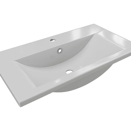 Vasque de salle de bain semi-encastrée rectangulaire brillante avec trop-plein - Blanc - 71,5 cm - YASMAC II