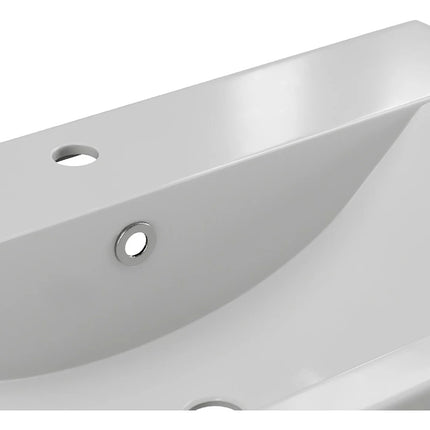 Vasque de salle de bain semi-encastrée rectangulaire brillante avec trop-plein - Blanc - 71,5 cm - YASMAC II