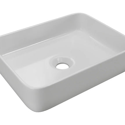 Vasque à poser rectangulaire finition brillante avec vasque en céramique - Blanc - 50 cm - Les Essentiels DS CONCEPT