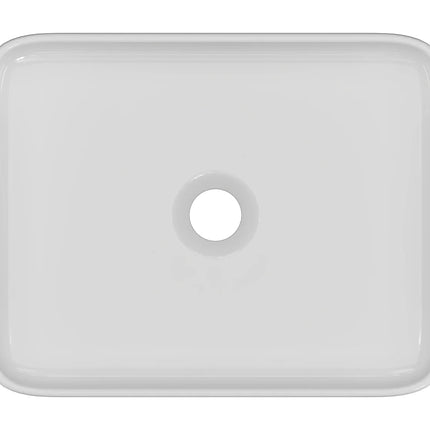Vasque à poser rectangulaire finition brillante avec vasque en céramique - Blanc - 50 cm - Les Essentiels DS CONCEPT