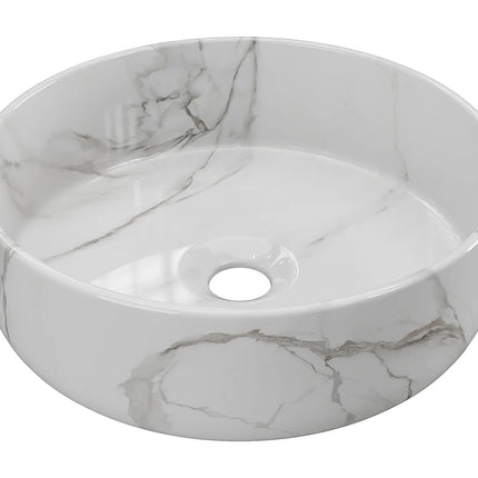 Vasque à poser ronde effet marbre - noire - 36 cm - VIAMARBA