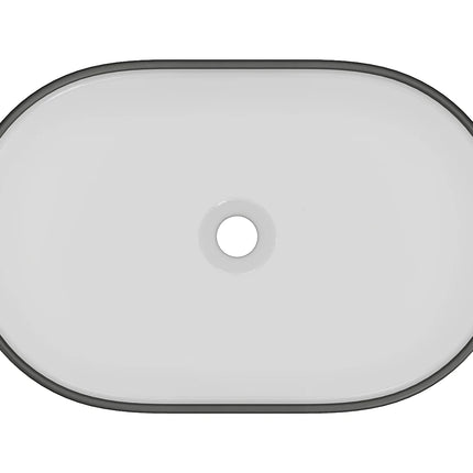 Vasque à poser finition mate avec vasque ovale - Blanc et noir - 56 cm - Les éphémères