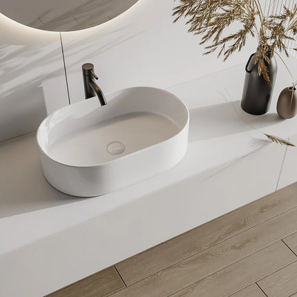 Vasque à poser ovale brillante - Blanc - 56 cm - IWA II