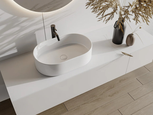 Vasque à poser ovale brillante - Blanc - 56 cm - IWA II