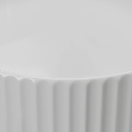 Vasque à poser striée avec vasque ronde - Blanc mat - 36 cm - PEDARA