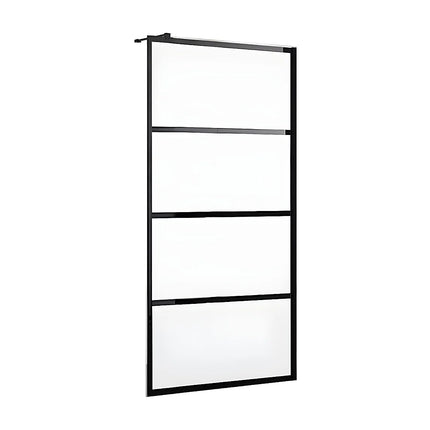 Paroi de douche à l'italienne style industriel noir mat - 120 cm - INAYA II