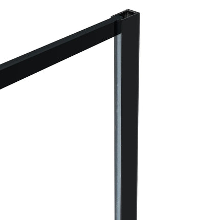 Paroi de douche à l'italienne style industriel finition sérigraphiée - noir mat - 140 cm - INAYA II
