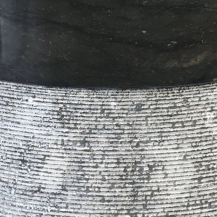 Vasque sur pied en marbre massif avec vasque ronde - Gris naturel - 40 cm - LANTA