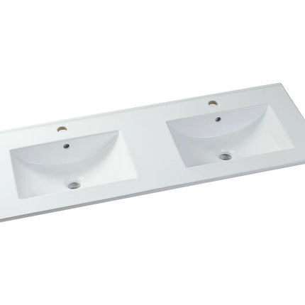 Meuble de salle de bain rainuré avec vasque à encastrer double - Noir - 120 cm - ZEVARA