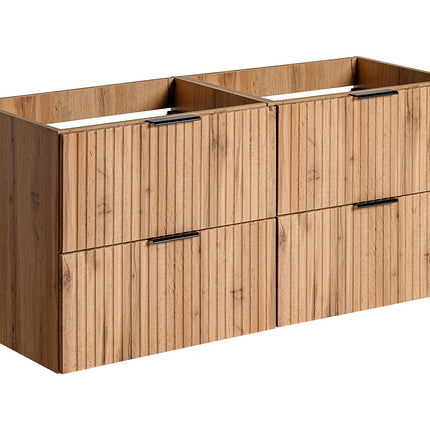 Meuble de salle de bain strié avec double vasque à encastrer - Noir - 120 cm - ZEVARA
