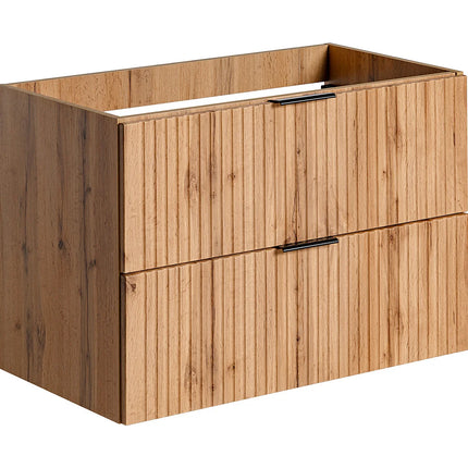 Meuble de salle de bain rainuré avec vasque à encastrer - Naturel clair - 80 cm - ZEVARA