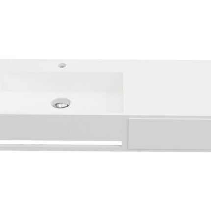 Plan vasque suspendu en solid surface mat avec vasque rectangulaire - Blanc - 90 cm - GANDAKI