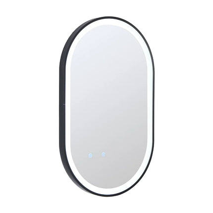 Miroir lumineux LED anti-buée avec cadre noir - 60 cm - ALARICO