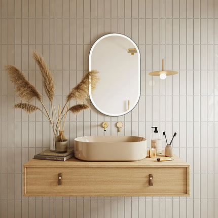 Miroir lumineux LED anti-buée avec cadre noir - 60 cm - ALARICO
