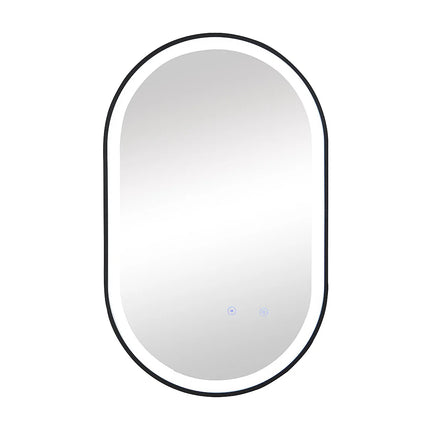 Miroir lumineux LED anti-buée avec cadre noir - 60 cm - ALARICO