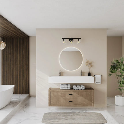 Vasque suspendue design épuré avec double vasque - Blanc - 120 cm - YAMDROK