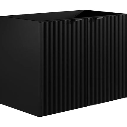 Meuble de salle de bain strié avec vasque à encastrer - Noir - 80 cm - Good for Planet