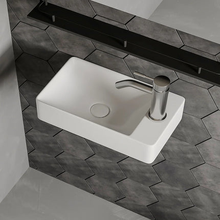 Lave-main suspendu avec vasque rectangulaire - blanc - 38 cm - Les Essentiels