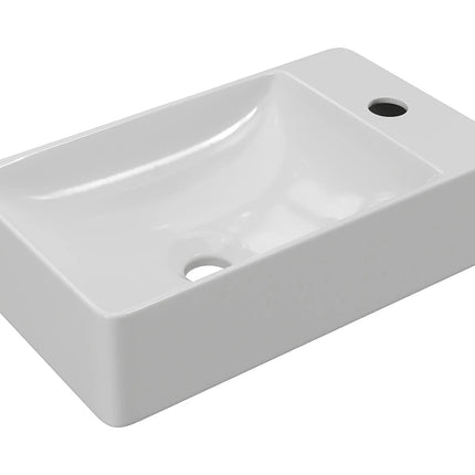 Lave-main suspendu avec vasque rectangulaire - blanc - 38 cm - Les Essentiels