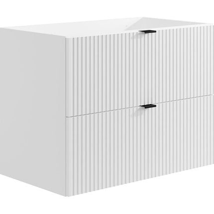 Meuble de salle de bain rainuré mat avec vasque à encastrer - Blanc - 80 cm - Good for Planet