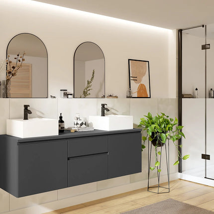 Meuble de salle de bain fonctionnel avec double vasque - Naturel clair - 150 cm - Good for Planet