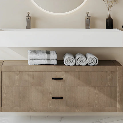 Vasque suspendue design épuré avec double vasque - Blanc - 120 cm - YAMDROK
