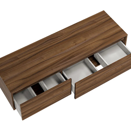 Meuble sous vasque suspendu avec double vasque - naturel foncé - 150 cm - ISAURE II