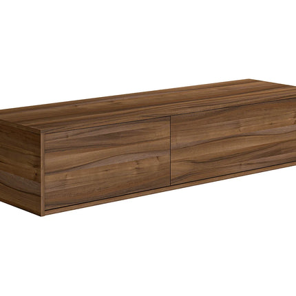 Meuble sous vasque suspendu avec double vasque - naturel foncé - 150 cm - ISAURE II