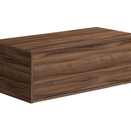 Meuble sous vasque suspendu avec tiroir push to open - Naturel foncé - 94 cm - TEANA II