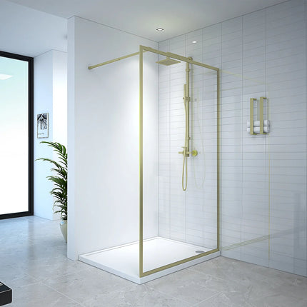 Paroi de douche à l'italienne finition dorée - 120 cm - AMBERI